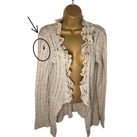 To The Max Wool Blend Open Knit Long Cardigan Sand M - Picture 6 of 6